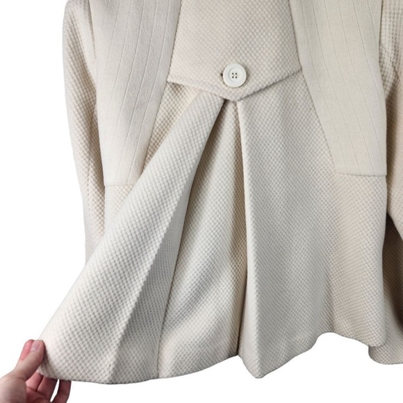 Reiss Angora Wool Ivory Cream Soft Girl Coat Size Large Pleated Peacoat Swing - Picture 7 of 11